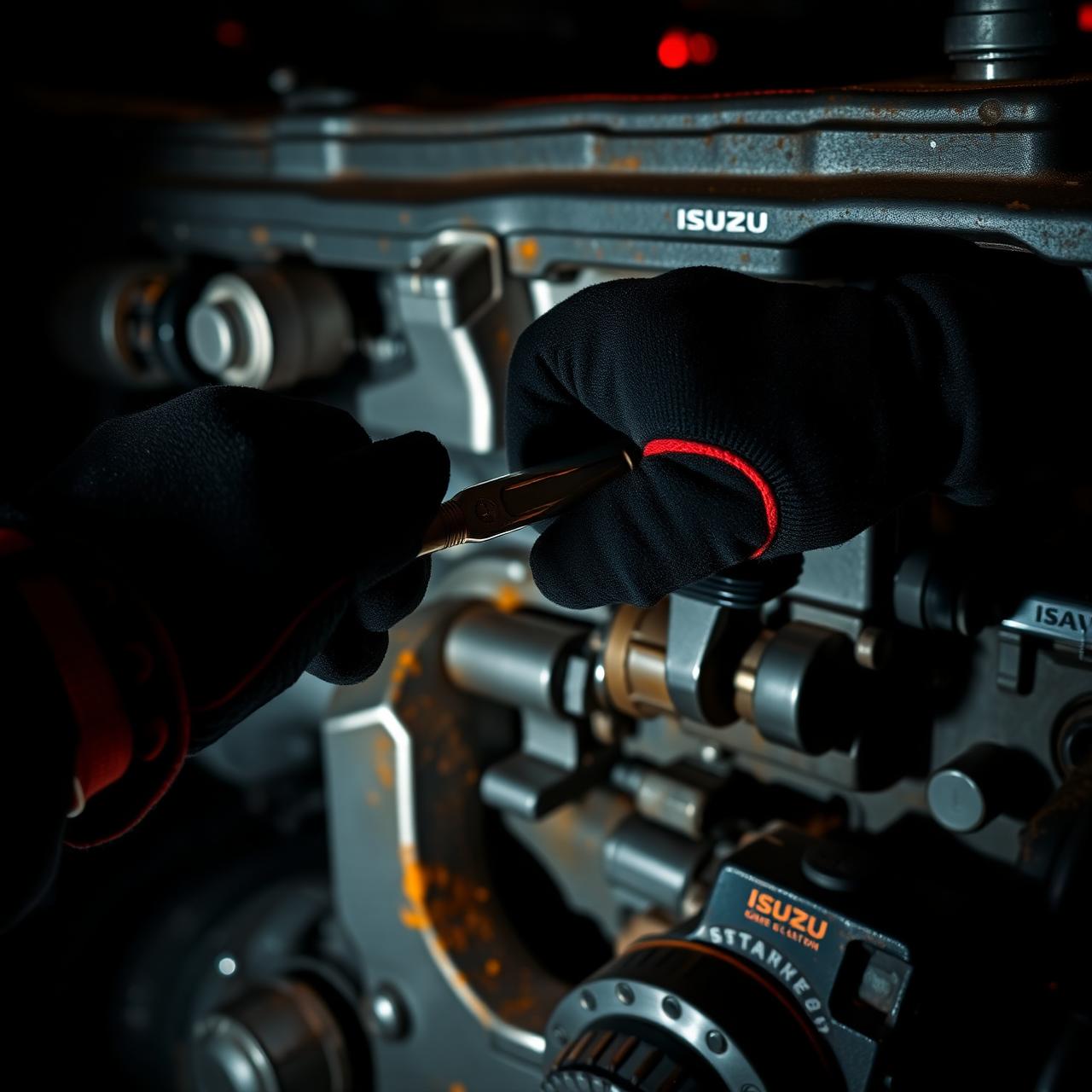 Truck mechanic at work